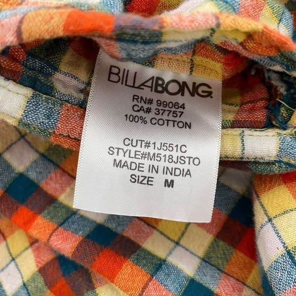 Reversible Billabong plaid flanel snap closure flannel long sleeve plaid shirt M - Picture 8 of 9